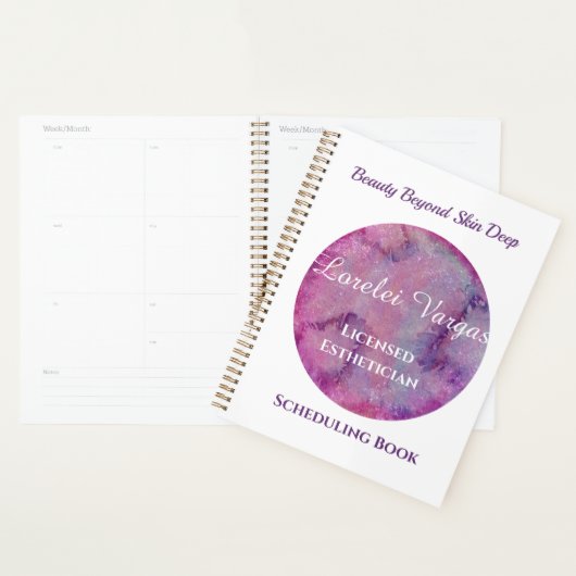 Elegante Roze Paarse Waterverf Esthetician Planner (Display)