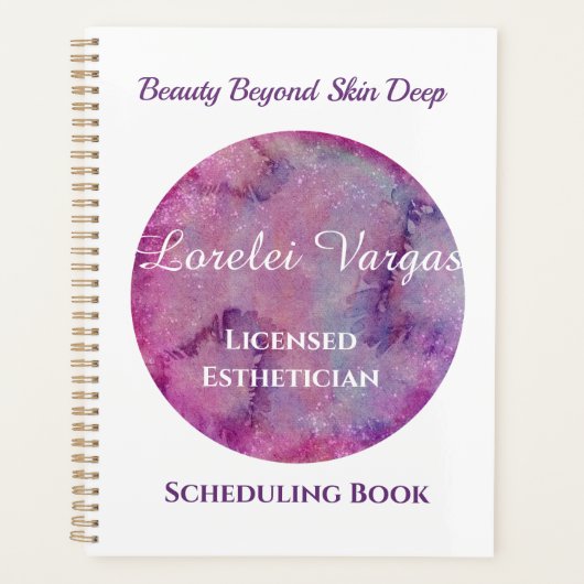 Elegante Roze Paarse Waterverf Esthetician Planner (Voorkant)