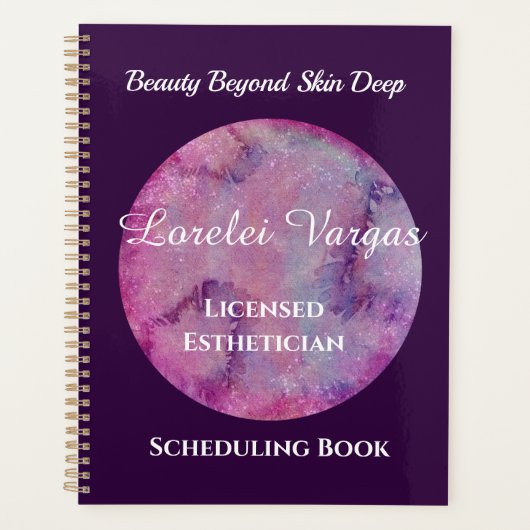 Elegante Roze Paarse Waterverf Esthetician Planner (Voorkant)
