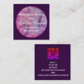 Elegante Roze Paarse Waterverf Esthetician & QR Vierkante Visitekaartje (Voorkant / Achterkant)