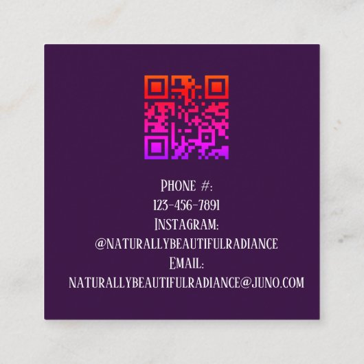 Elegante Roze Paarse Waterverf Esthetician & QR Vierkante Visitekaartje (Achterkant)