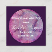 Elegante Roze Paarse Waterverf Esthetician & QR Vierkante Visitekaartje (Voorkant)