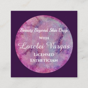 Elegante Roze Paarse Waterverf Esthetician & QR Vierkante Visitekaartje