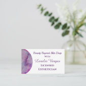 Elegante Roze Paarse Waterverf Esthetician & QR Visitekaartje (Staand voorkant)