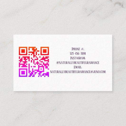 Elegante Roze Paarse Waterverf Esthetician & QR Visitekaartje (Achterkant)