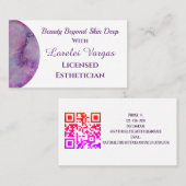Elegante Roze Paarse Waterverf Esthetician & QR Visitekaartje (Voorkant / Achterkant)