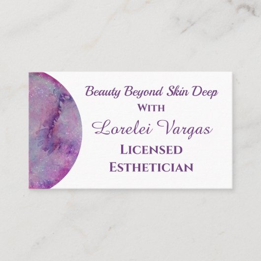 Elegante Roze Paarse Waterverf Esthetician & QR Visitekaartje (Voorkant)