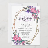 Elegante roze Paarse Waterverf Flowers Afstuderen Kaart (Voorkant)