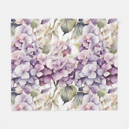 Elegante roze paarse waterverf hortensia's  fleece deken