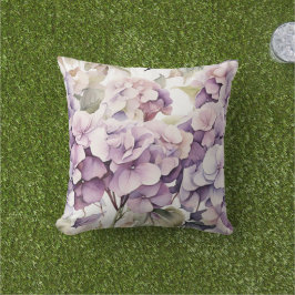 Elegante roze paarse waterverf hydrangea's  buitenkussen