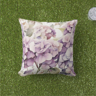 Elegante roze paarse waterverf hydrangea's buitenkussen