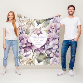 Elegante roze paarse waterverf hydrangea's  fleece deken