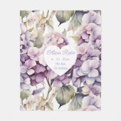 Elegante roze paarse waterverf hydrangea's fleece deken (Voorkant)
