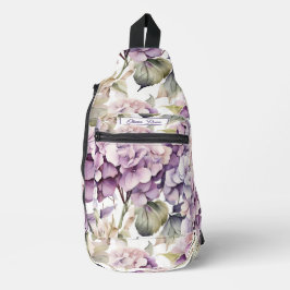 Elegante roze paarse waterverf hydrangea's  sling bag