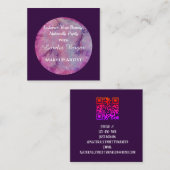 Elegante Roze Paarse Waterverf Make-up Artist & QR Vierkante Visitekaartje (Voorkant / Achterkant)