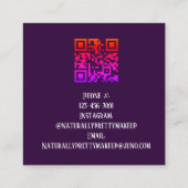 Elegante Roze Paarse Waterverf Make-up Artist & QR Vierkante Visitekaartje (Achterkant)