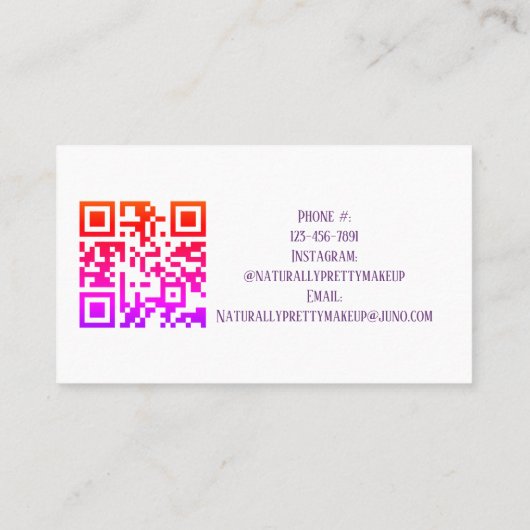 Elegante roze Paarse Waterverf make-up artist Visitekaartje (Achterkant)