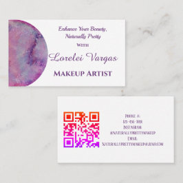 Elegante roze Paarse Waterverf make-up artist Visitekaartje