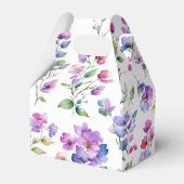 Elegante roze paarse waterverf wilde bloemen bedankdoosjes (Achterkant)