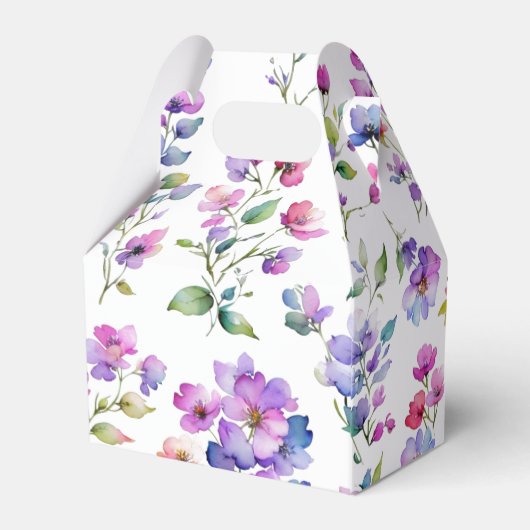 Elegante roze paarse waterverf wilde bloemen bedankdoosjes (Achterkant)