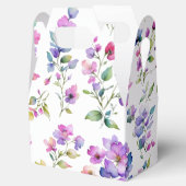 Elegante roze paarse waterverf wilde bloemen bedankdoosjes (Geopend)