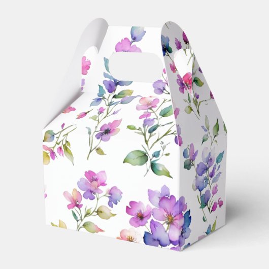 Elegante roze paarse waterverf wilde bloemen bedankdoosjes (Voorkant Zijde)