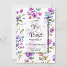 Elegante roze paarse waterverf wilde bloemen bruil