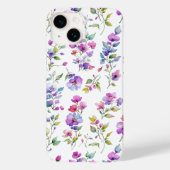 Elegante roze paarse waterverf wilde bloemen Case-Mate iPhone case (Achterkant)