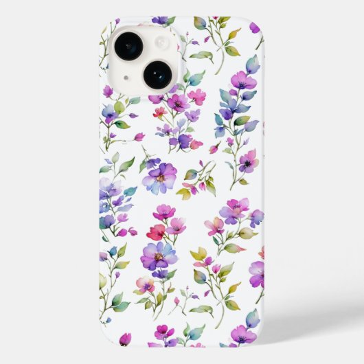 Elegante roze paarse waterverf wilde bloemen Case-Mate iPhone case (Achterkant)