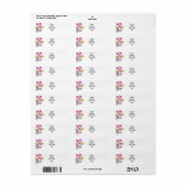Elegante roze paarse waterverf wilde bloemen etiket (Full Sheet)