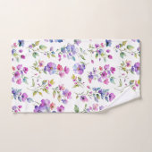 Elegante roze paarse waterverf wilde bloemen handdoek (Handdoek)