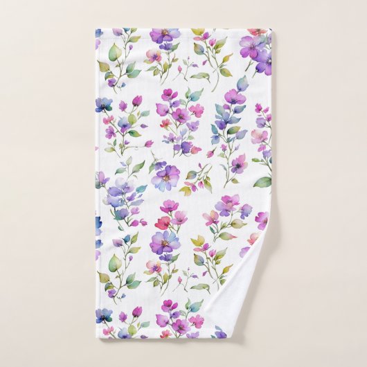 Elegante roze paarse waterverf wilde bloemen handdoek (Handdoek)