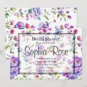 Elegante roze paarse waterverf wilde bloemen kaart (Voorkant / Achterkant)