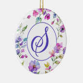 Elegante roze paarse waterverf wilde bloemen keramisch ornament (Rechts)