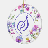 Elegante roze paarse waterverf wilde bloemen keramisch ornament (Links)