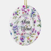 Elegante roze paarse waterverf wilde bloemen keramisch ornament (Rechts)