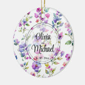 Elegante roze paarse waterverf wilde bloemen keramisch ornament (Links)