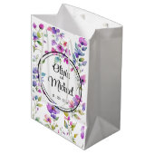 Elegante roze paarse waterverf wilde bloemen medium cadeauzakje (Voorkant Gekanteld)