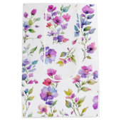 Elegante roze paarse waterverf wilde bloemen medium cadeauzakje (Achterkant)