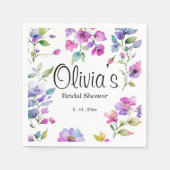 Elegante roze paarse waterverf wilde bloemen servet (Voorkant)