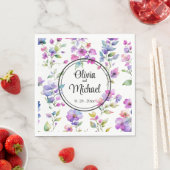 Elegante roze paarse waterverf wilde bloemen servet (Insitu)