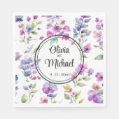 Elegante roze paarse waterverf wilde bloemen servet (Voorkant)