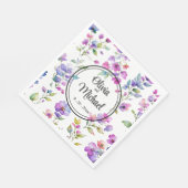 Elegante roze paarse waterverf wilde bloemen servet (Hoek)