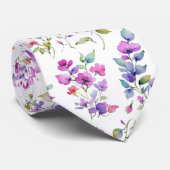 Elegante roze paarse waterverf wilde bloemen stropdas (Opgerold)