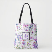 Elegante roze paarse waterverf wilde bloemen tote bag (Voorkant)