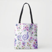 Elegante roze paarse waterverf wilde bloemen tote bag (Voorkant)