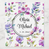 Elegante roze paarse waterverf wilde bloemen wijn etiket (Enkel label)