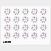 Elegante roze paarse waterverfveldbloemen ronde sticker (Vel)