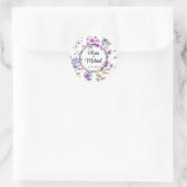 Elegante roze paarse waterverfveldbloemen ronde sticker (Tas)