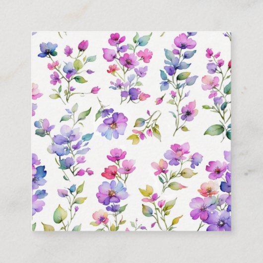 Elegante roze paarse wilde bloemen QR code RSVP Informatiekaartje (Achterkant)